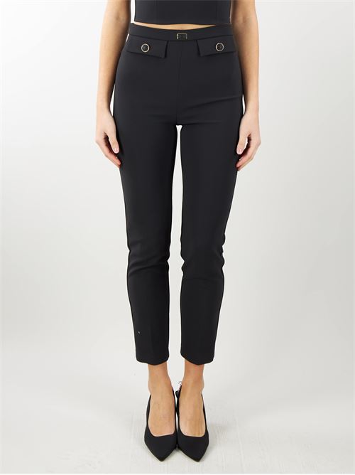 Straight trousers in stretch crêpe fabric with flaps Elisabetta Franchi ELISABETTA FRANCHI |  | PA02841E2110